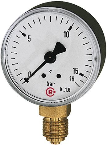 RIEGLER Manometer stehend 63mm 0-10bar G1/4"