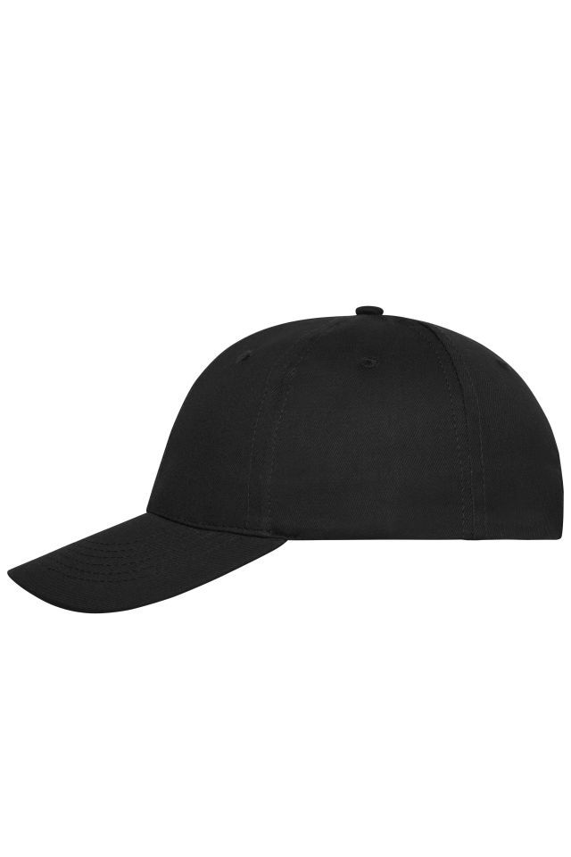 6 Panel Cap Bio Cotton 6 Panel Cap mit ungebürsteter Oberfläche schwarz, Gr. one size