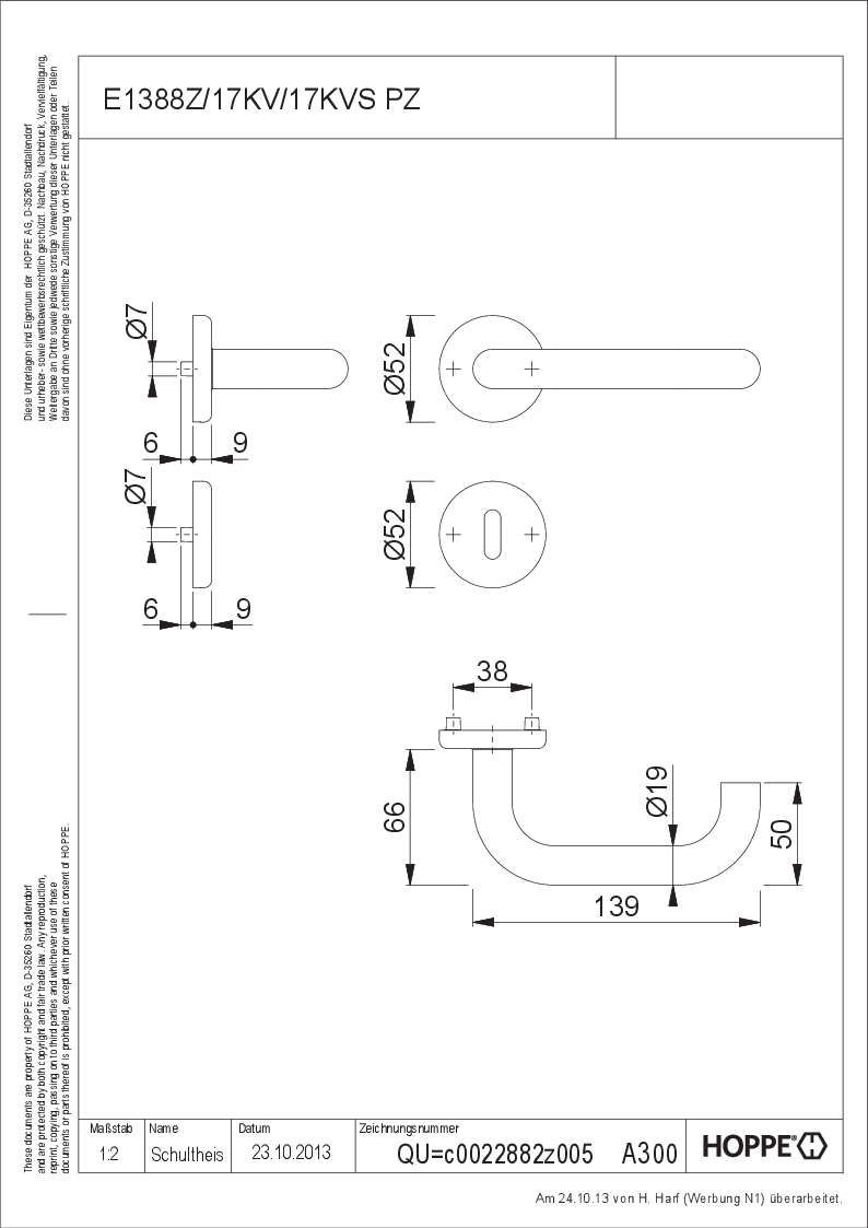 Hoppe/Drückergrt Baden E 1388Z/17Kv Bb Er