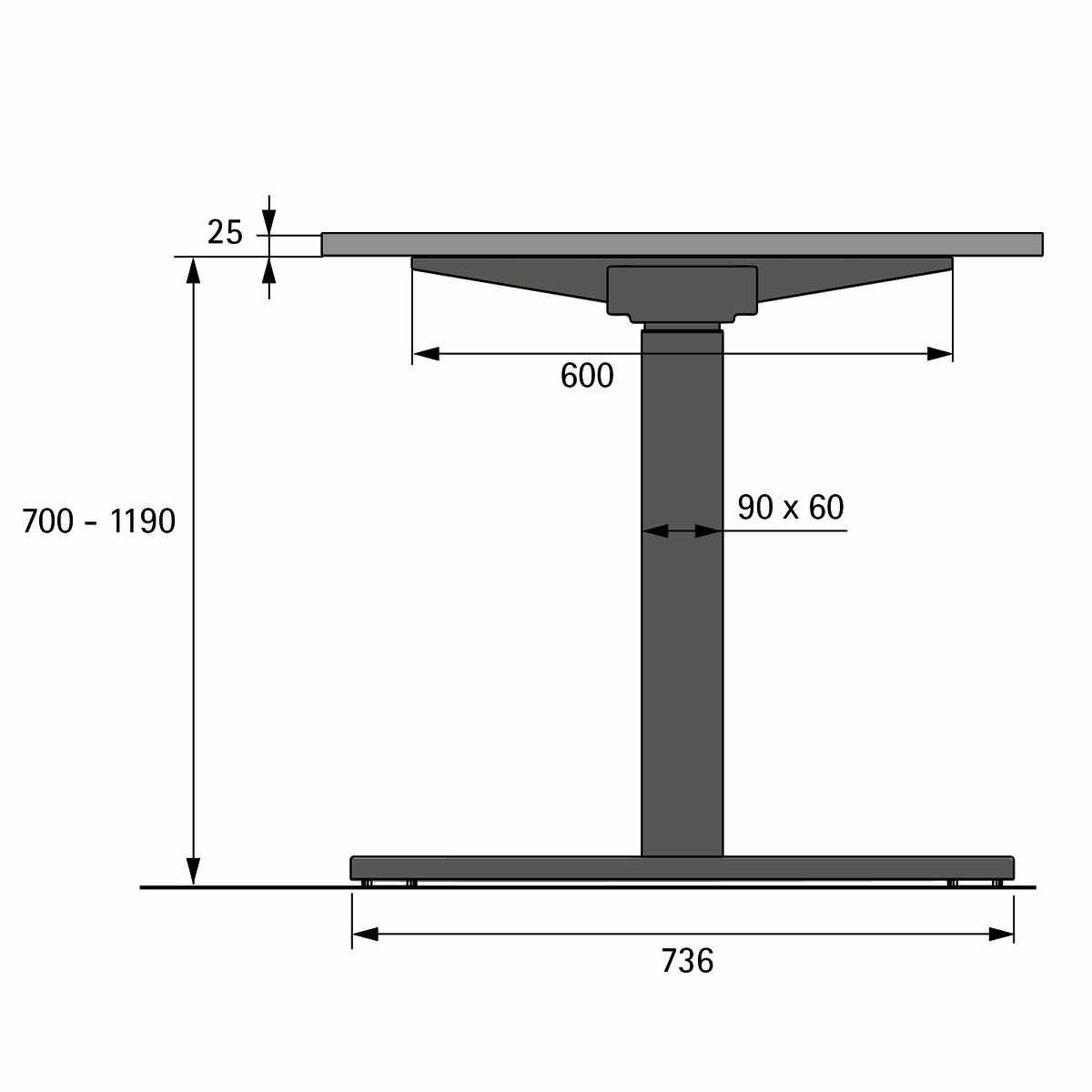 Steelforce Pro 570 SLS Tischgestell Highline T-Fus