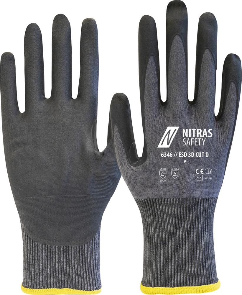 Schnittschutzhandschuh, ESD 3D Cut D, anthrazit, Gr. 08 Nitras