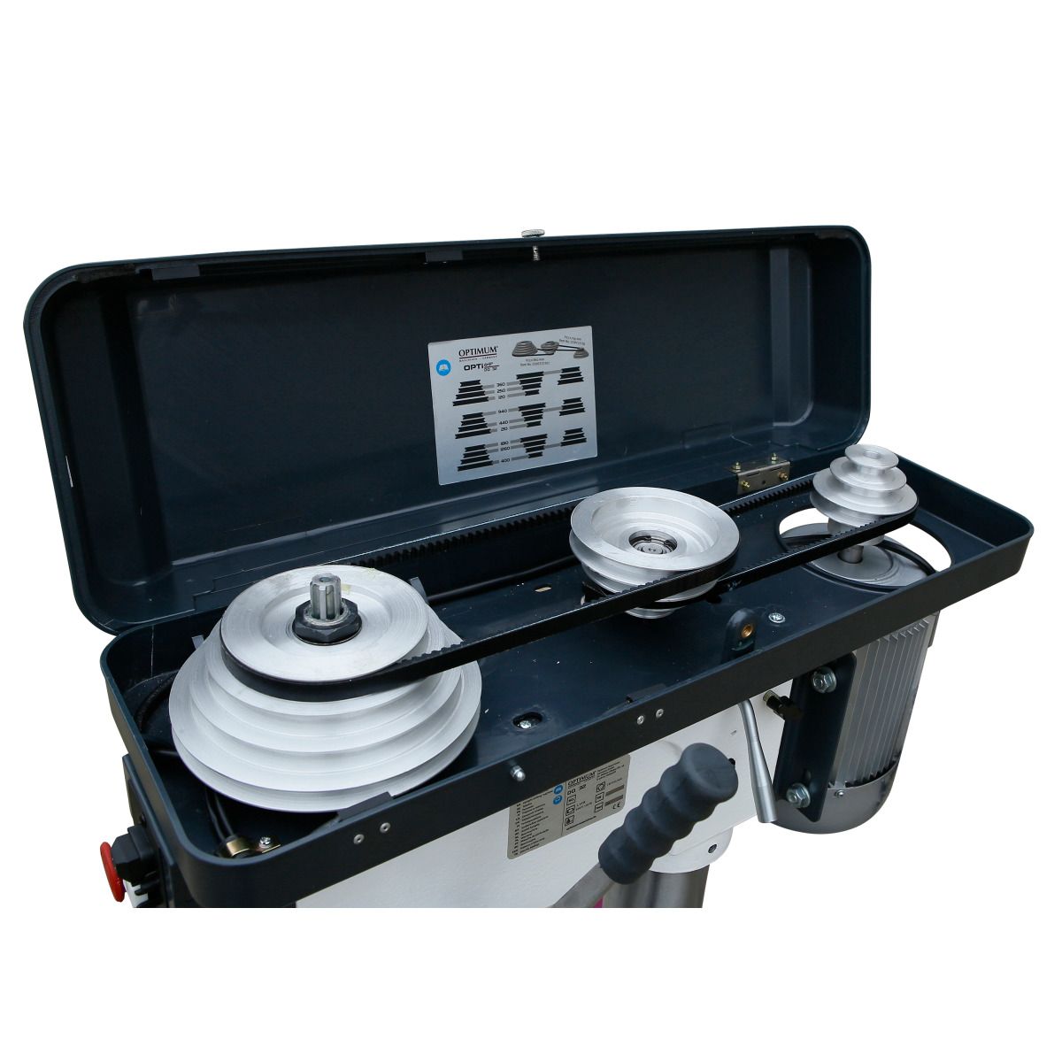 Säulenbohrmaschine Optimum OPTIdrill DQ 32 Aktions-Set inkl. Schraubstock