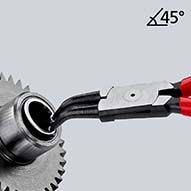 KNIPEX Sicherungsringzange für Innenringe in Bohrungen 45° gewinkelt mit Kunststoff überzogen