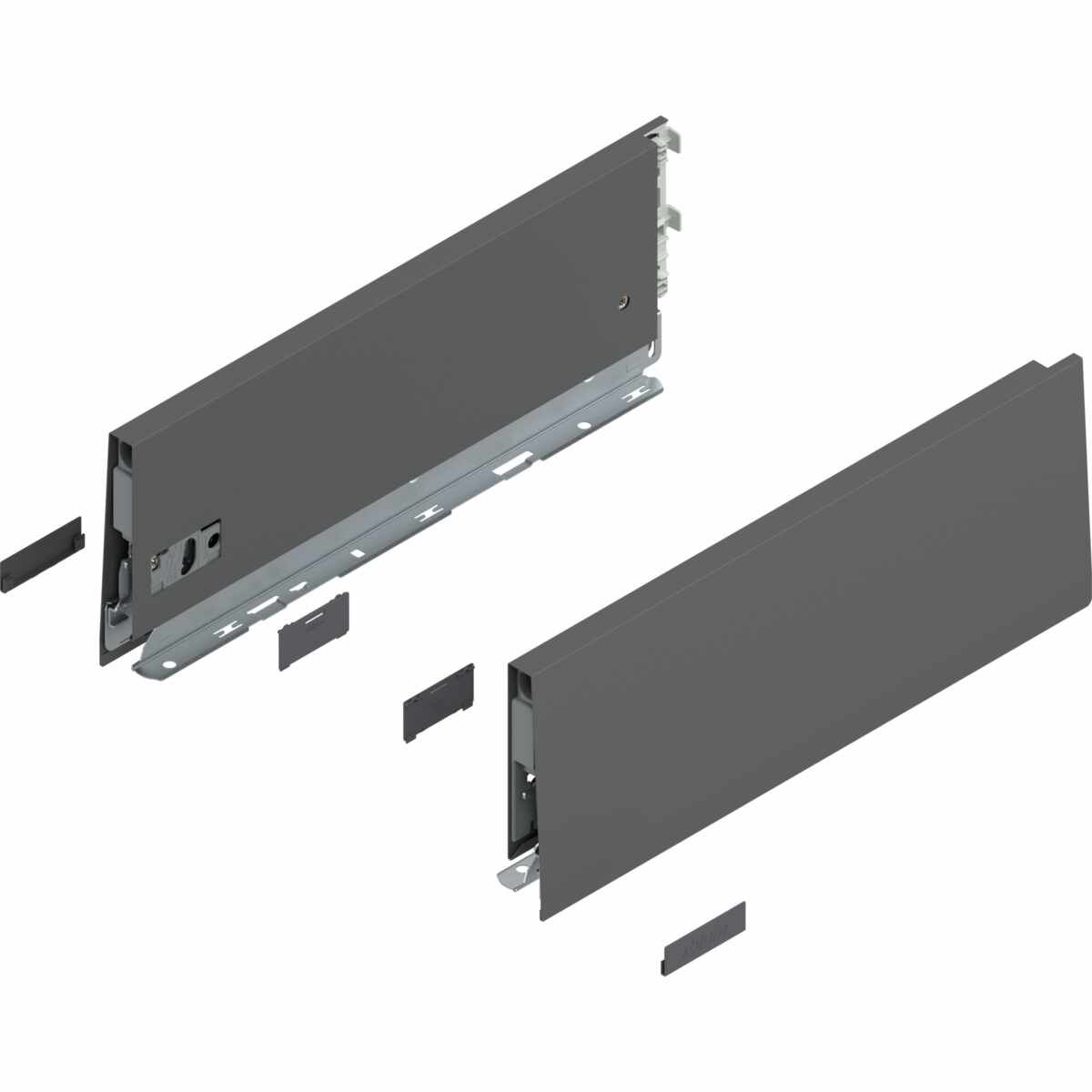 MERIVOBOX Zarge, Höhe K (129 mm), NL=350 mm, links/rechts, oriongrau matt