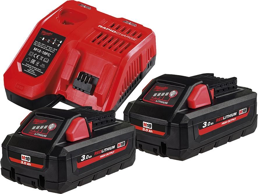 Akku-Starter Set HighOut.M18HNRG-302 Milwaukee 2x18,0V 3,0 Ah HighOutputLadegerät M12-18FC Karton