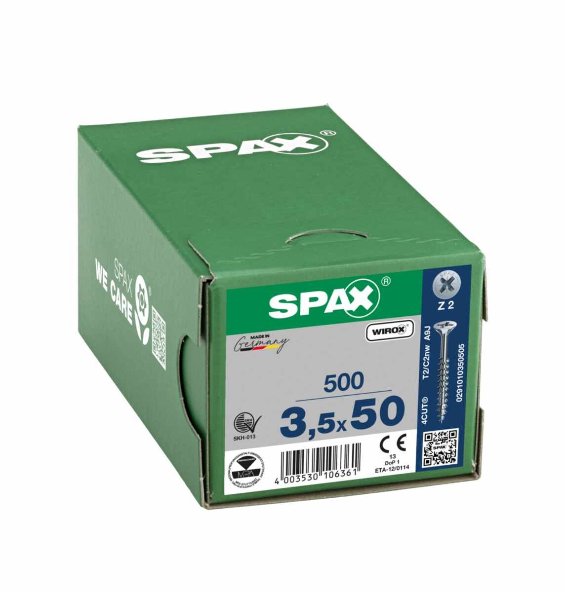 Spax Schrauben Fl/Verz Teilgewinde 3,5x50 VE500