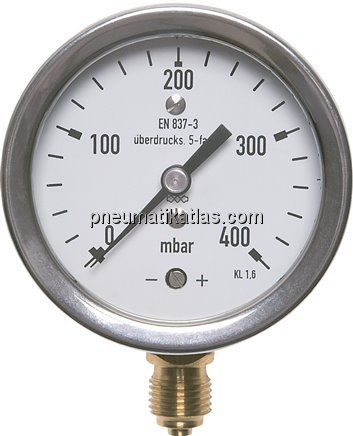 Manometer senkrecht 63mm, -600 bis 0 mbar, G 1/4"