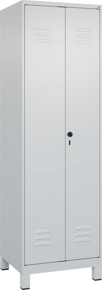 Wä.-Gard.-Schrank CLASSICB600xT500xH1950 mm RAL 7035/7035, 2 Abteile mit 100 mm hohen Füßen