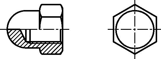 Hutmuttern, hohe Form DIN 1587 M 3 galv. verzinkt