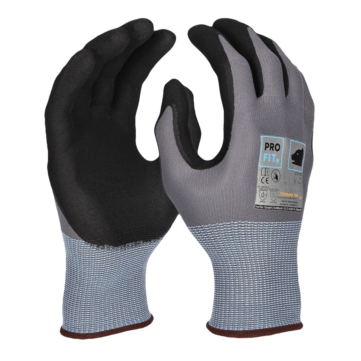 Nitril Handschuhe "Extra",Nitrilschaum, grau/schwarz 10