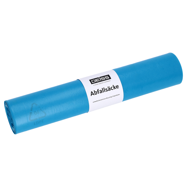 Abfallsäcke aus Recycling-LDPE, VE=10RLL, 140L - 600+300x1100 mm Typ 60 blau, RLL=25Stk