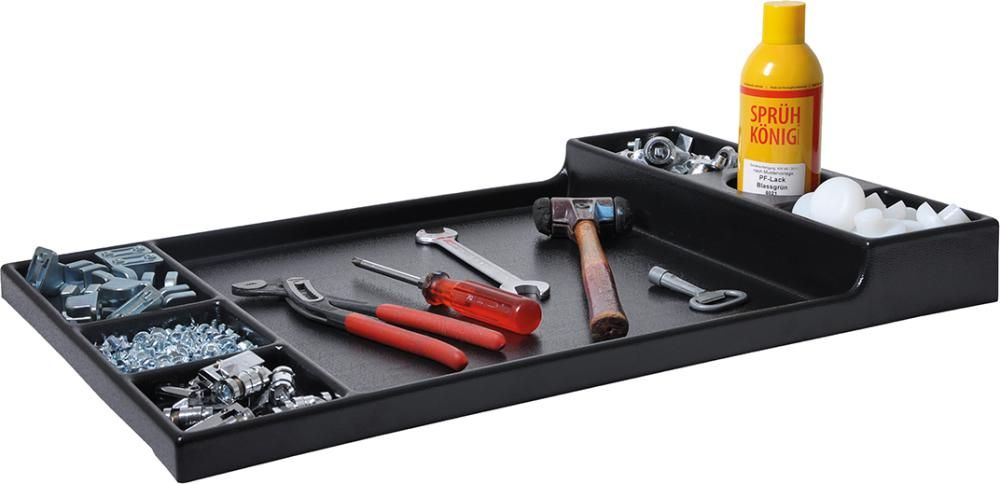 Kunststoff-Ablage mit 7 Fächern, Dosenhalter B600xT575xH62/27 mm