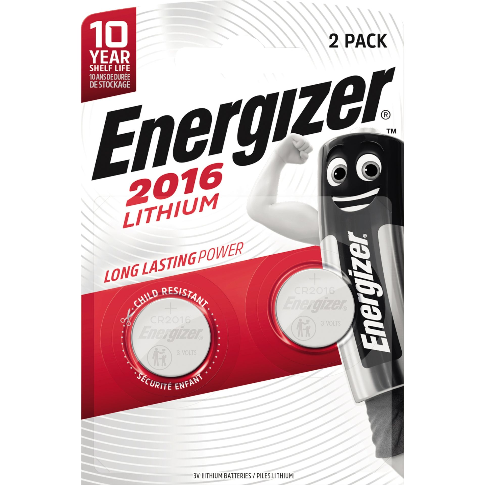 Knopfzelle CR 2016 Lithium 2 St./Pack.