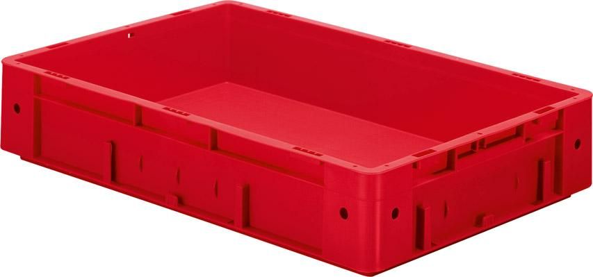 Transport-Stapelkasten B600xT400xH120 mm rot Auflast 700kg ohne Griffloch LA-KA-PE