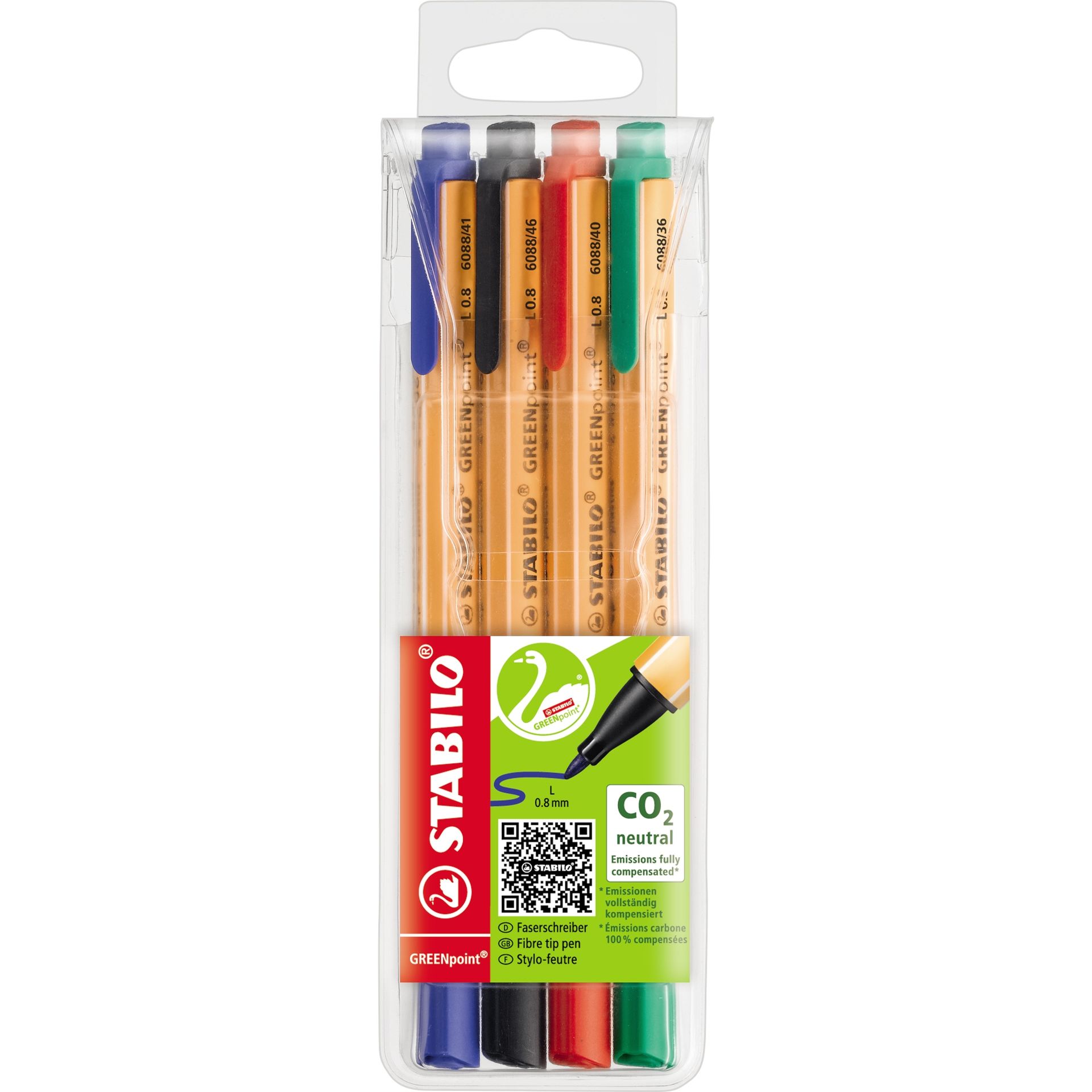 Feinschreiber GREENpoint 0,8mm sortiert 4 St./Pack.