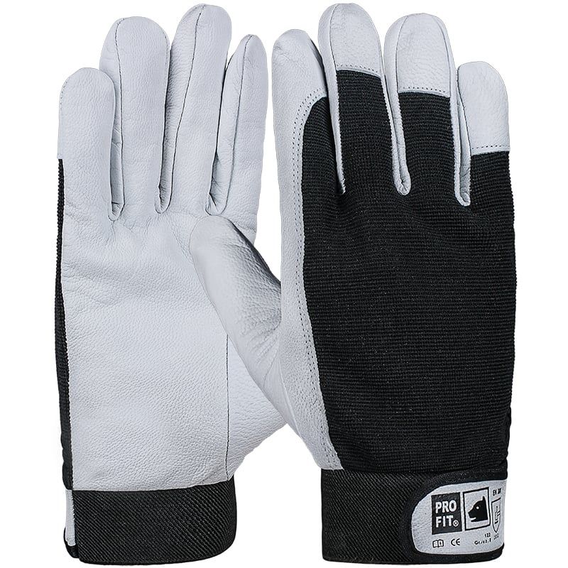 Mechanikerhandschuhe Nappaleder,schwarz, Klettverschluss 10