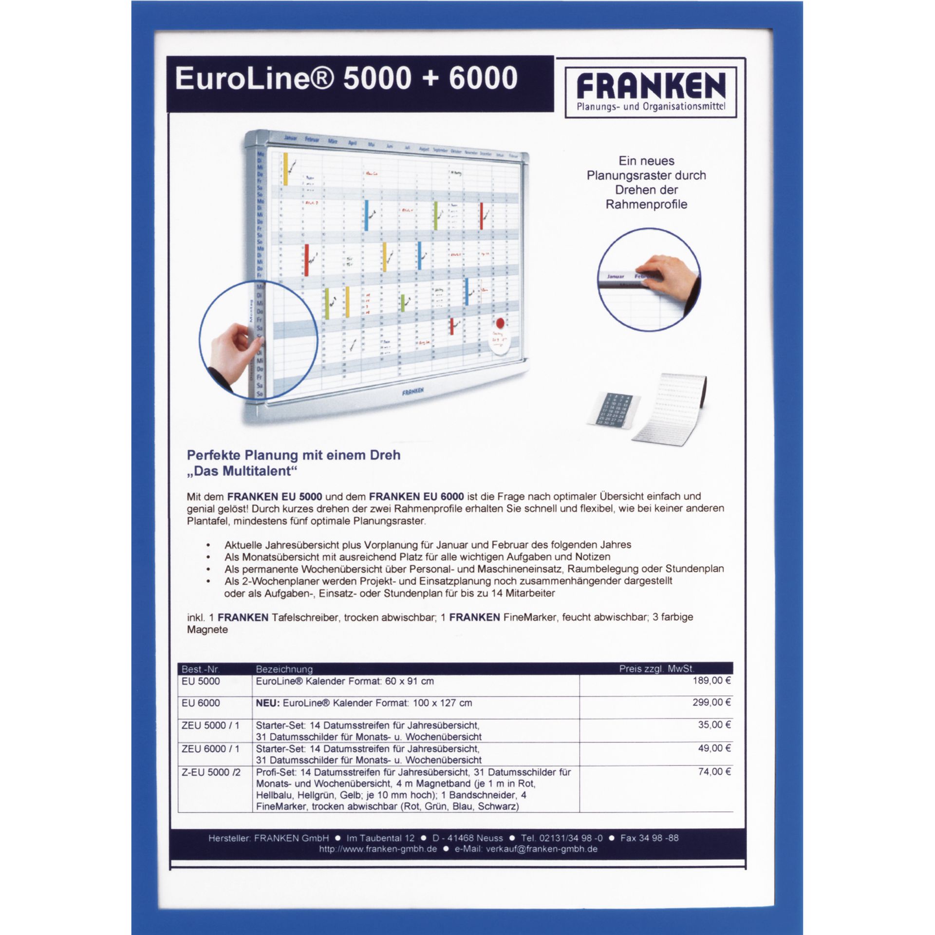 Dokumentenhalter A4 0,32mm sk blau 5St.