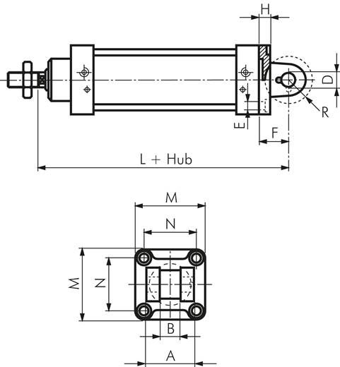 ISO 15552-Gabelschwenkbefestigung 32 mm, Aluminium