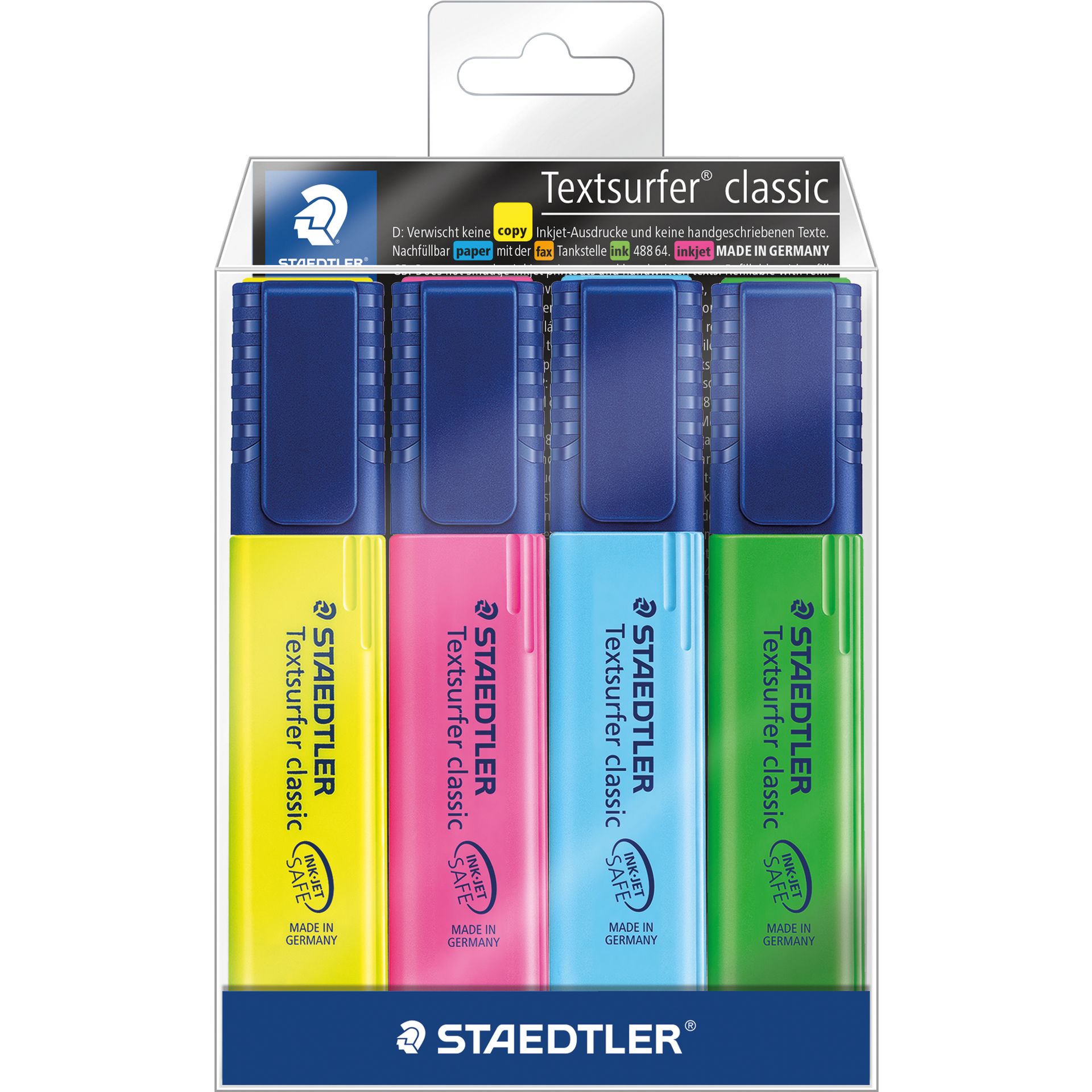 Textmarker classic 1-5mm sort. 4 St./Pack.