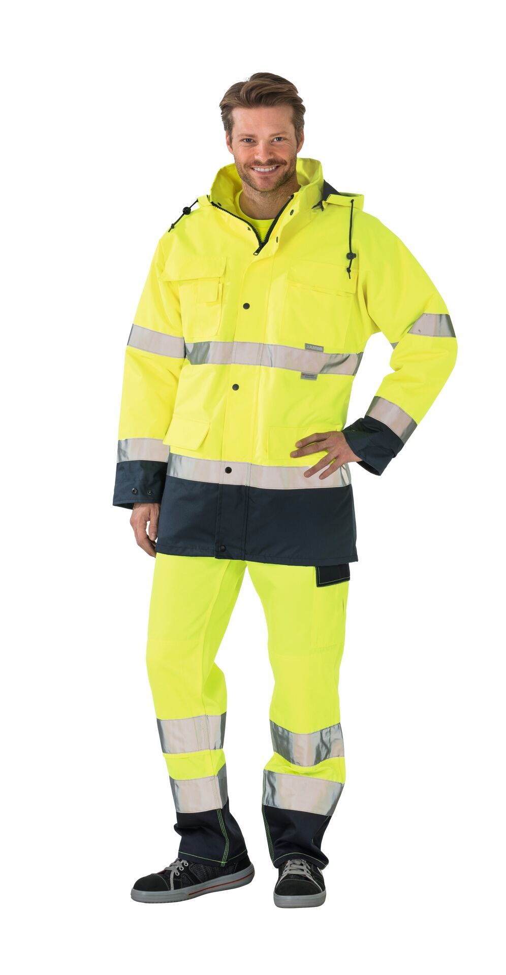 Planam Parka 2-farbig Warnschutz, Outdoor gelb/marine Gr. S