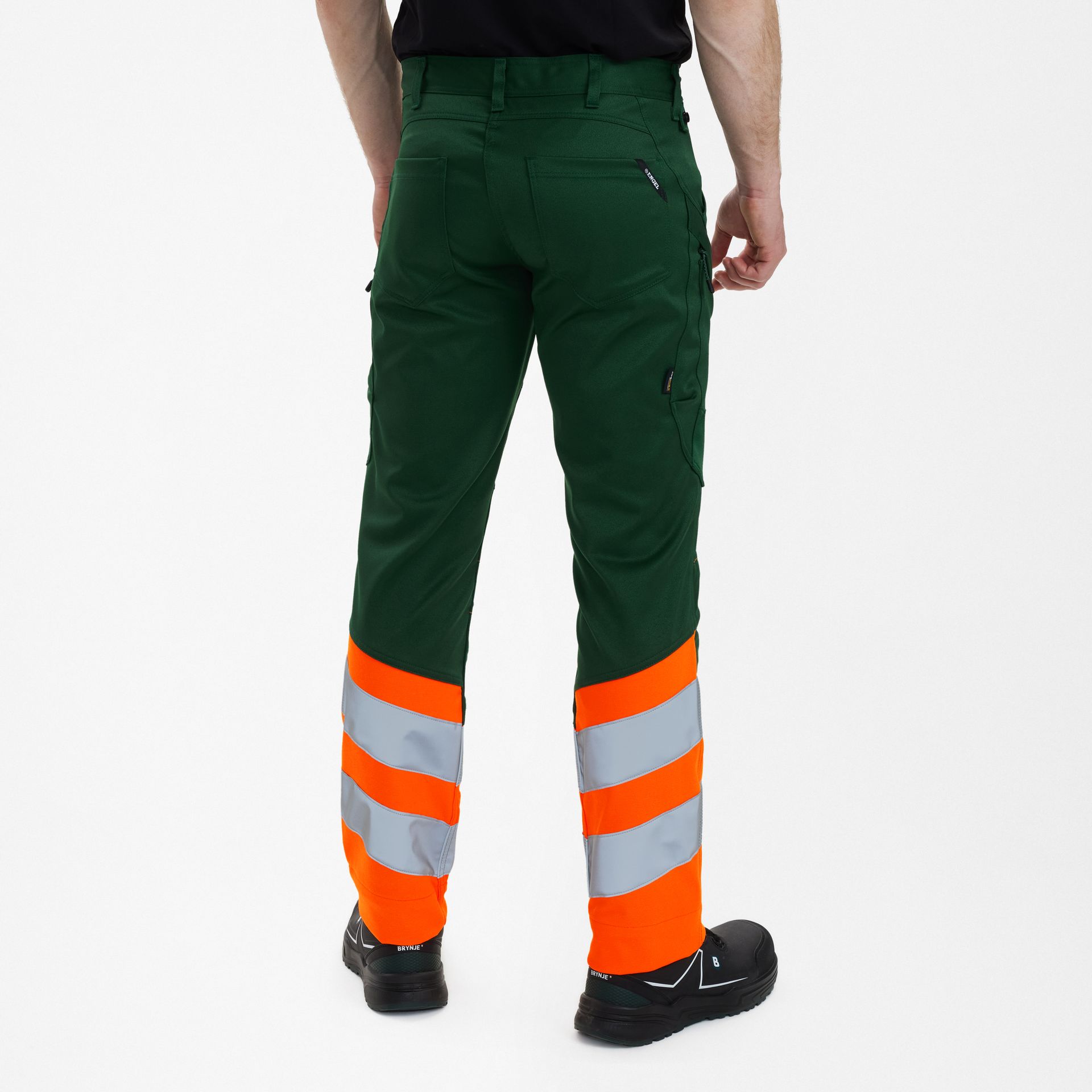 Safety Arbeitshose mit 2-Wege-Stretch Grün/Orange, Gr. 42