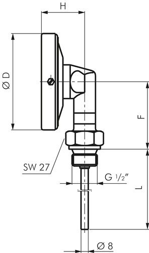 Bimetallthermometer, senkrecht D100/-30 bis +50°C/63mm