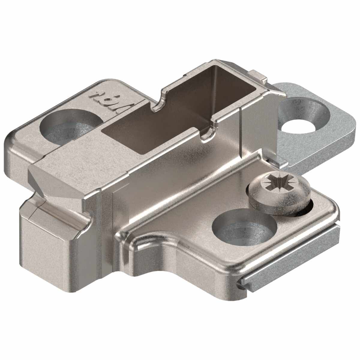 CLIP Montageplatte, kreuz, 6 mm, Zink, zum Schrauben für Systemschrauben, vernickelt