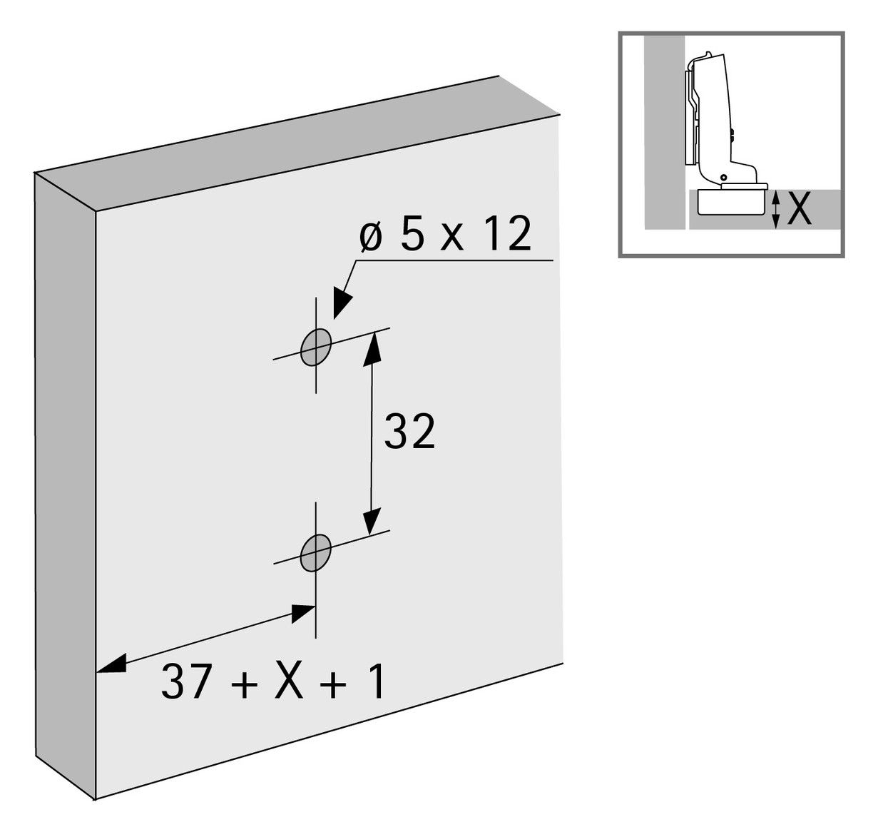 HETTICH Kreuzmontageplatte D=5,0mm