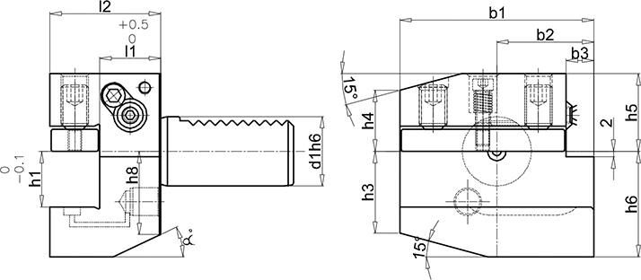VDI-Halter DIN69880 B1A-50x25x44