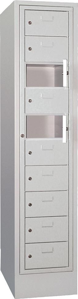 Schließfachschrank H1850xB400xT500 mm 1x10 Fächer, Sockel RAL 7035