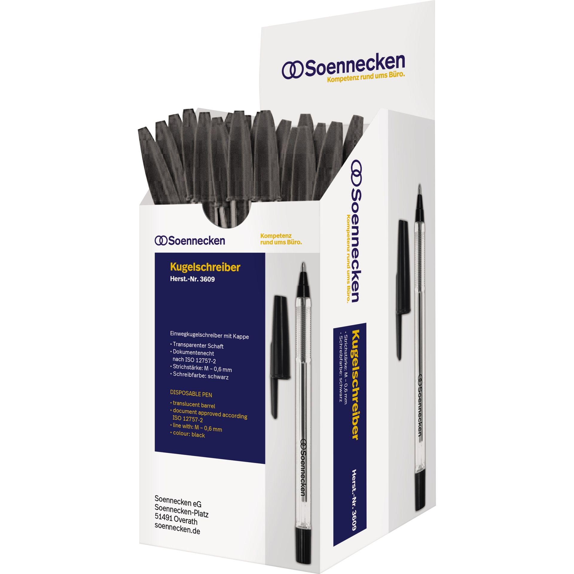 Einwegkugelschreiber Nr.1 Kappe schwarz 50 St./Pack