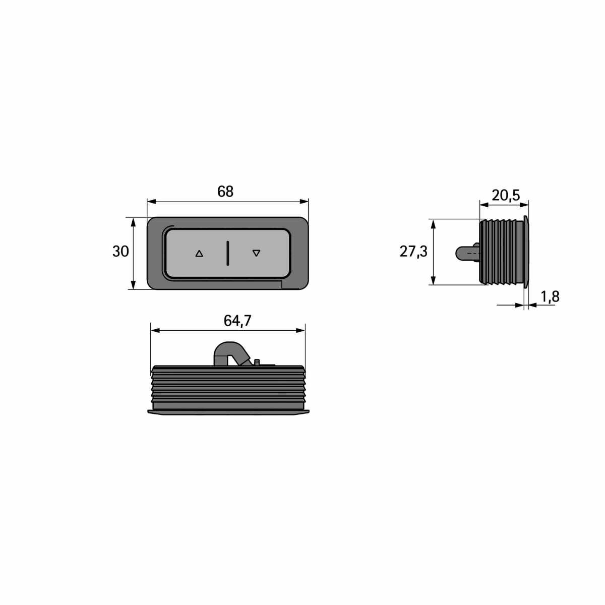 Handschalter Touch Basic Inlay, schwarz