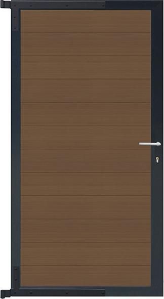 MAX-Tor-Komplettset 90 x 173 cm, Füllung teakRahmen anthrazit