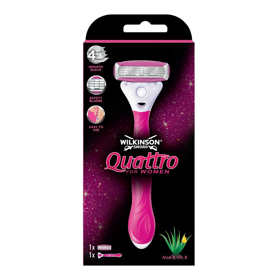 Rasierapparat Wilkinson Quattro pink for Women Typ 13800 #7001380A# Pack = 5 Stck. / UK = 50 Stck.