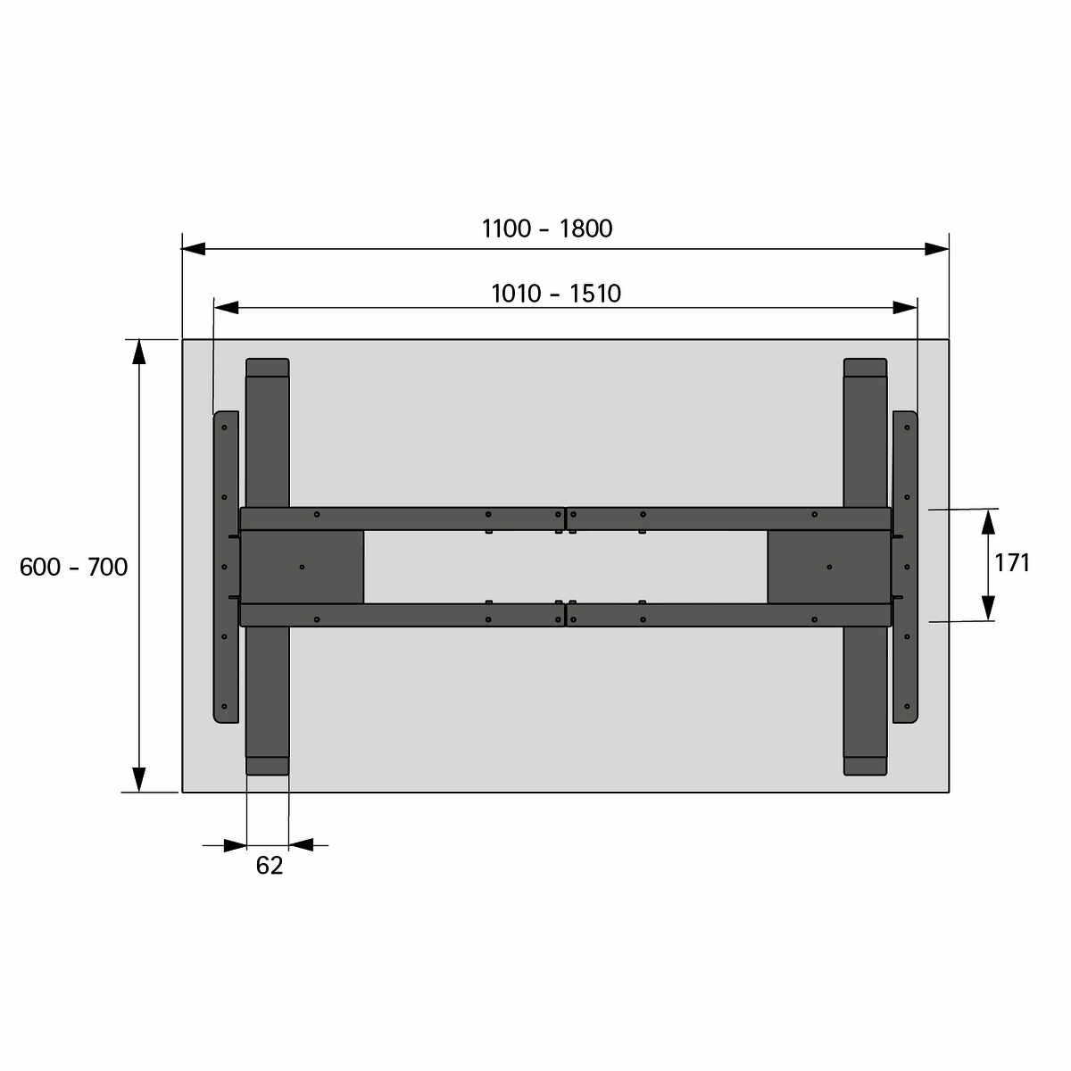 Steelforce Pro 300 Slim Tischgestell Schwarz