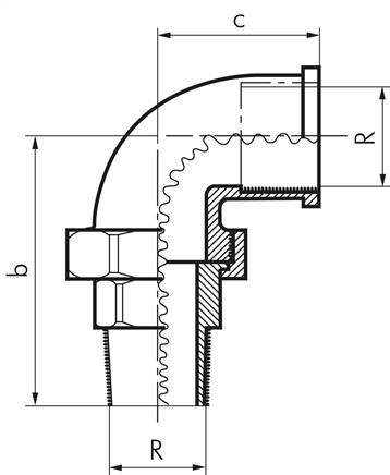 Winkel-Verschraubung flach dichtend Rp/R 3/8"(IG/AG)