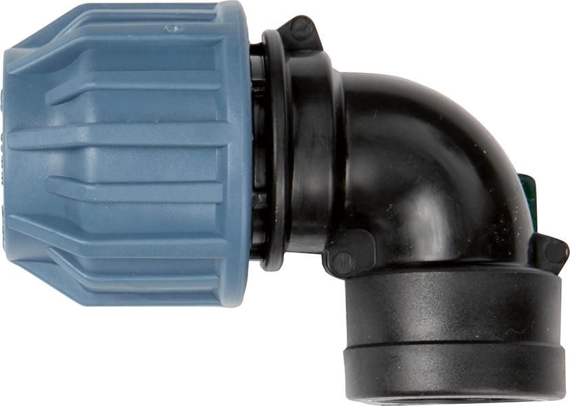 PP-Winkel-Rohr-Verschrau ung IG 19mm(3/4") für 25mm Rohr