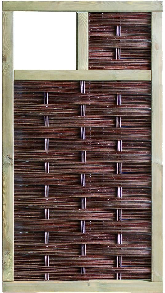 LABO-3D Weidengeflechtzaun 94x180cm, 1 Fenster oben Rahmen 70 x 35 mm