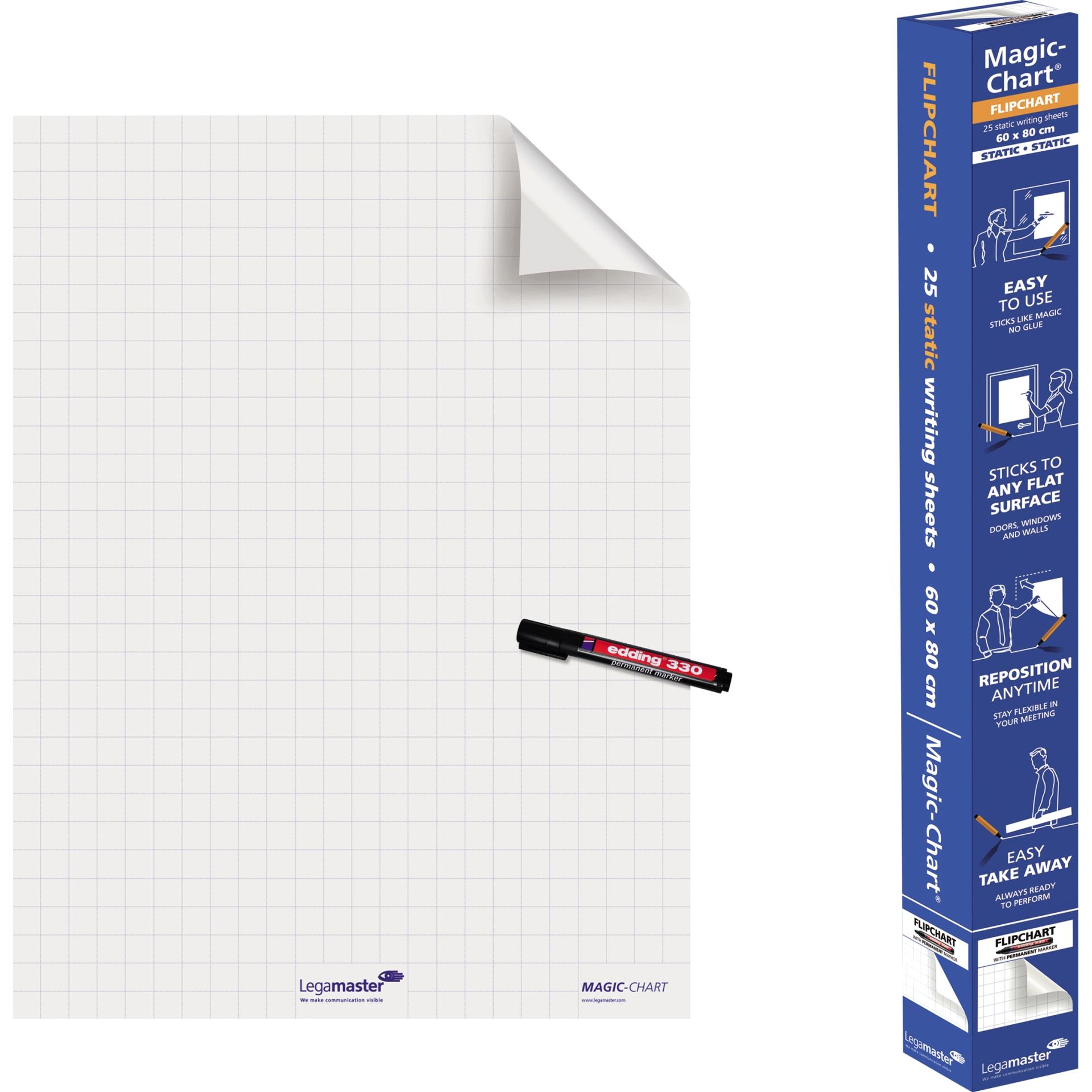 Flipchartfolie Magic Chart PP kar. 25 Bl./Pack.