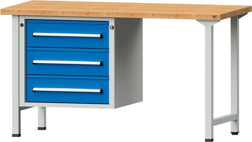 Anke Kombi-Werkbank B1500xT700xH840mm RAL7035/5012 BMP: 40 mm 3 Schubladen