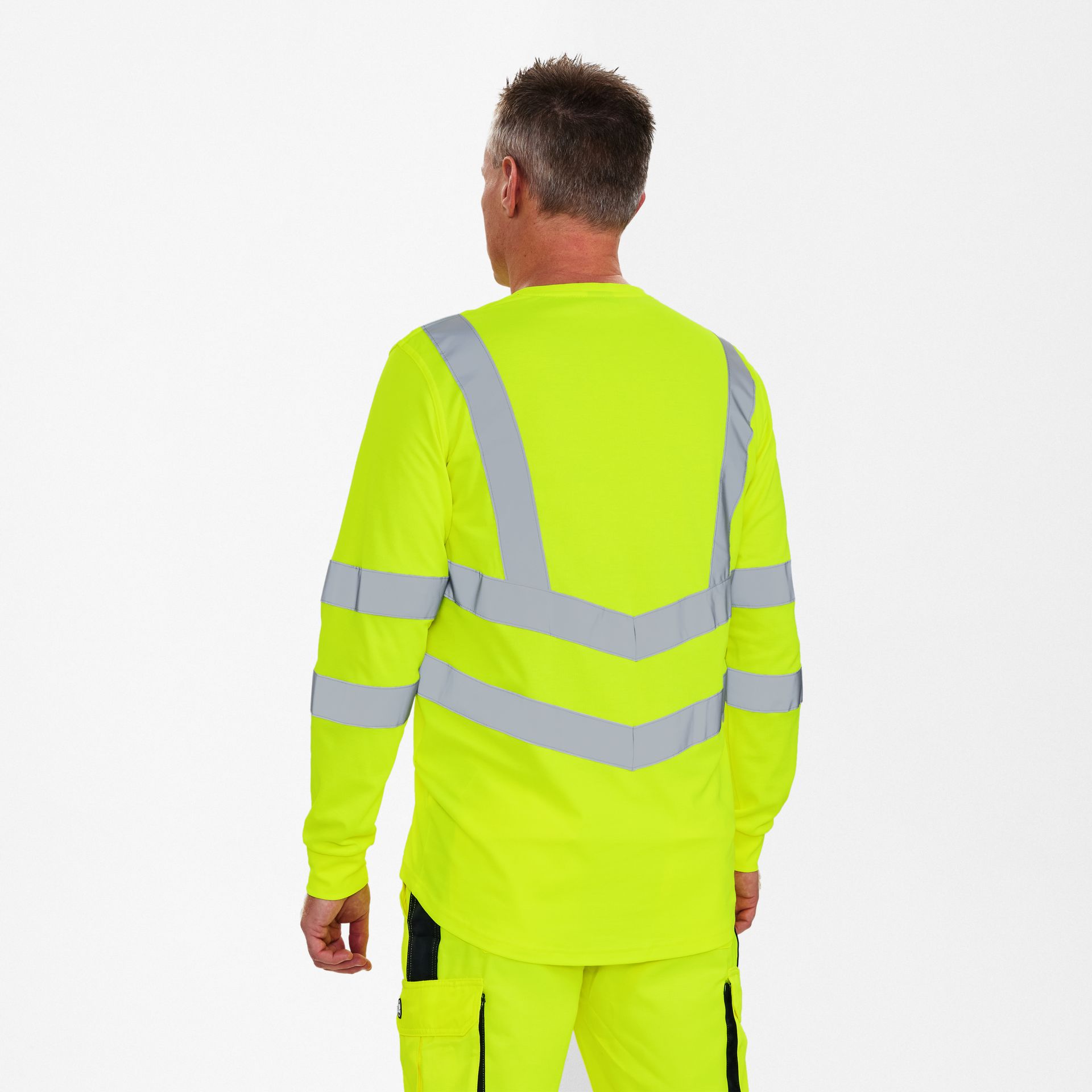 Safety Grandad langarm-Shirt Gelb, Gr. L