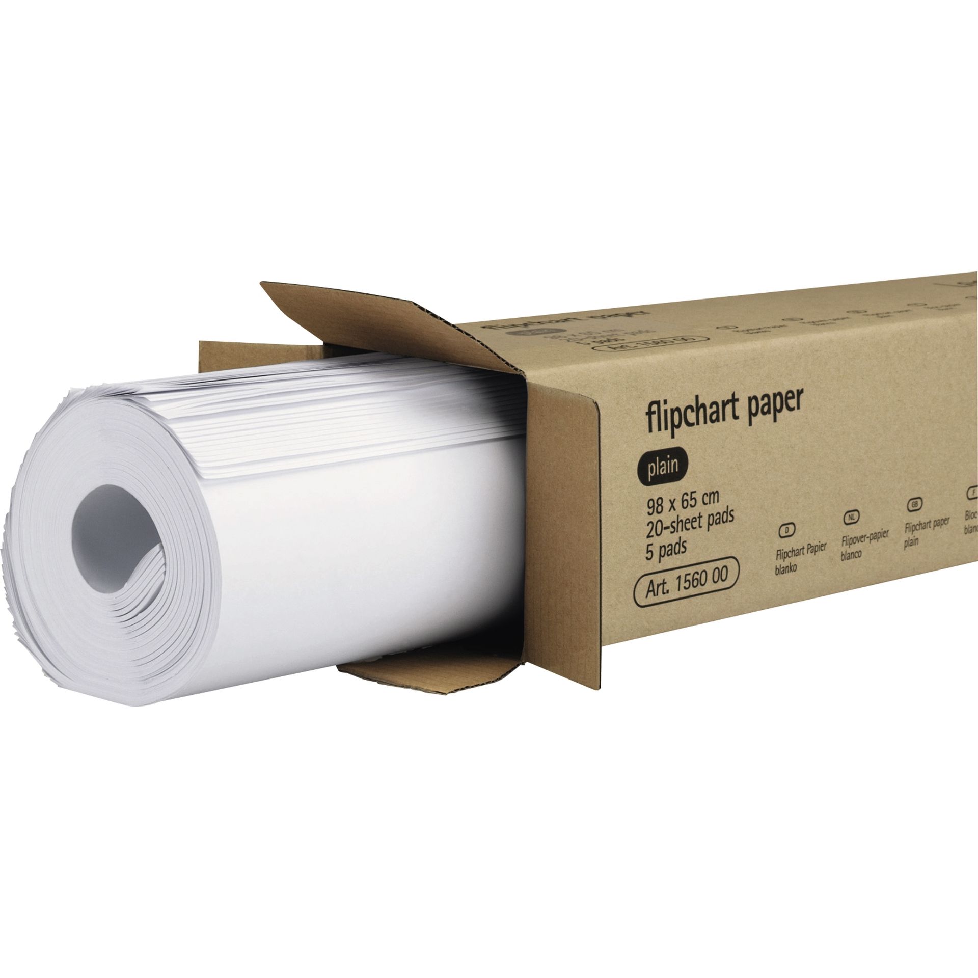 Flipchartpapier 98x65cm 20Bl. blanko 5 St./Pack.