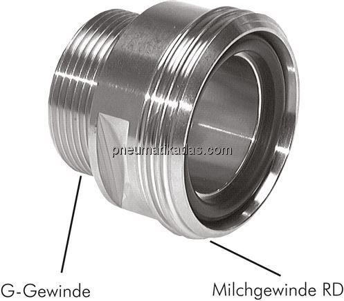 Gewindestutzen (Milchgewinde) Rd 28x1/8"-G 3/8", 1.4404