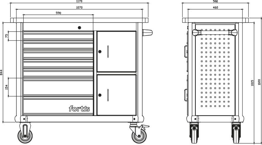 Rollwerkbank 1170x560x1020mm FORTIS