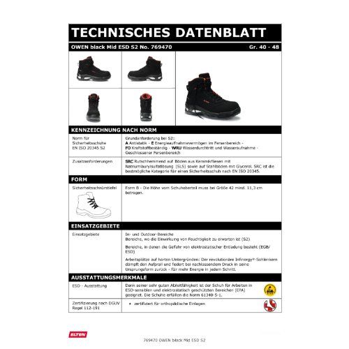 ELTEN OWEN Sicherheitsstiefel Mid S2 ESD, Schwarz, Gr. 43