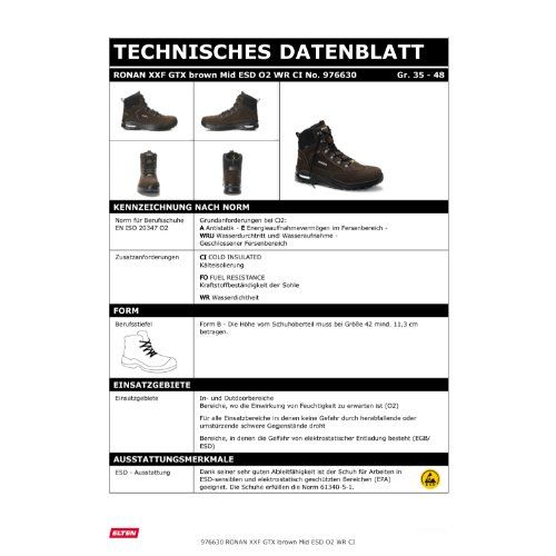 ELTEN RONAN XXF WR Berufsstiefel Mid O2 ESD, Braun, Gr. 46