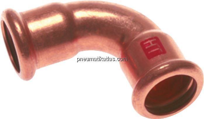 Pressfitting, 90° Bogen, 15mm innen, Kupfer / Kupferlegierung