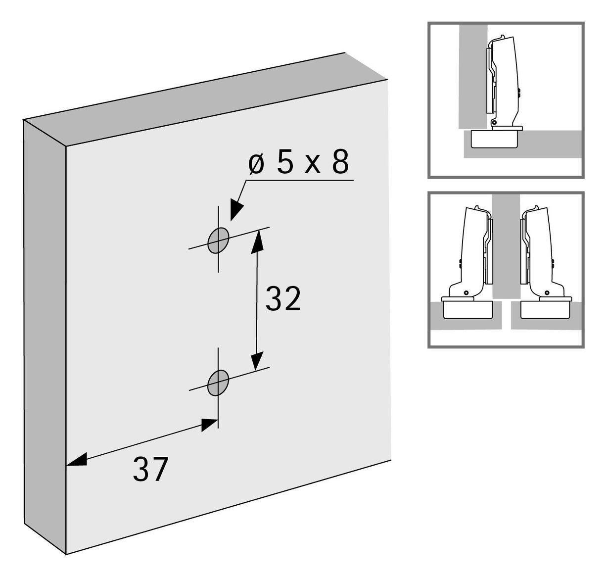 HETTICH Kreuzmontageplatte D=5,0mm