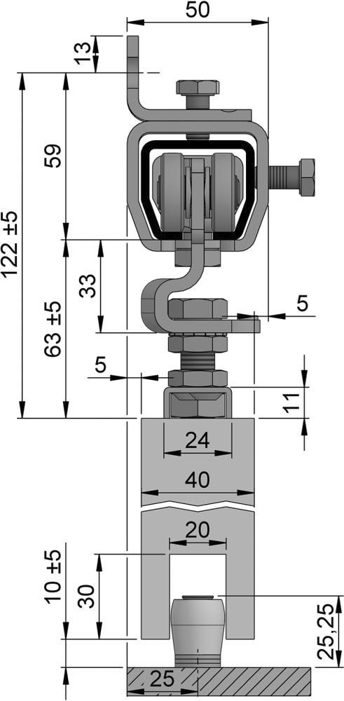 HELM 300 Erweiterungsset verzinkt, blau, bis 200 kg, Wand, 2000 mm