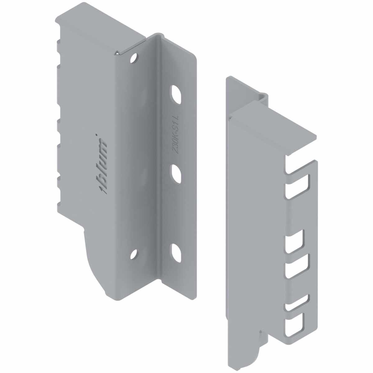 TANDEMBOX Holzrückwandhalter, Höhe K (128,5 mm), links/rechts, R9006 weißaluminium